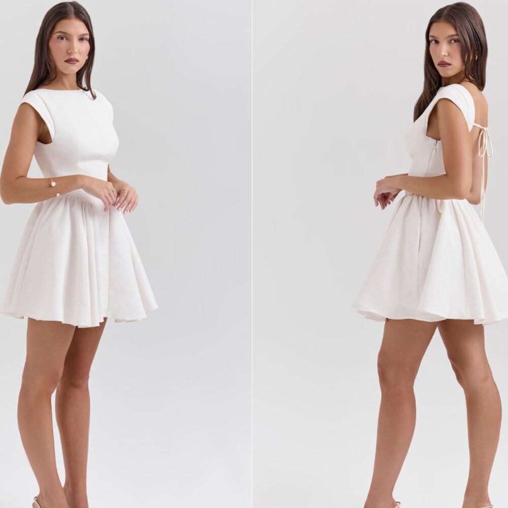 HOUSE OF CB 'Enchant' White Open Back Mini Dress NWOT - Picture 3 of 6